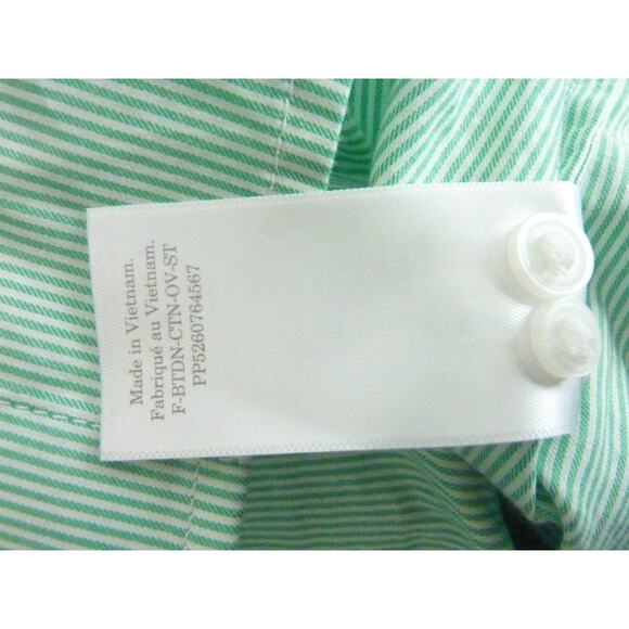 NWT Everlane Long Sleeve Button Down Cotton Mint Green Striped Shirt 0 - Picture 8 of 9